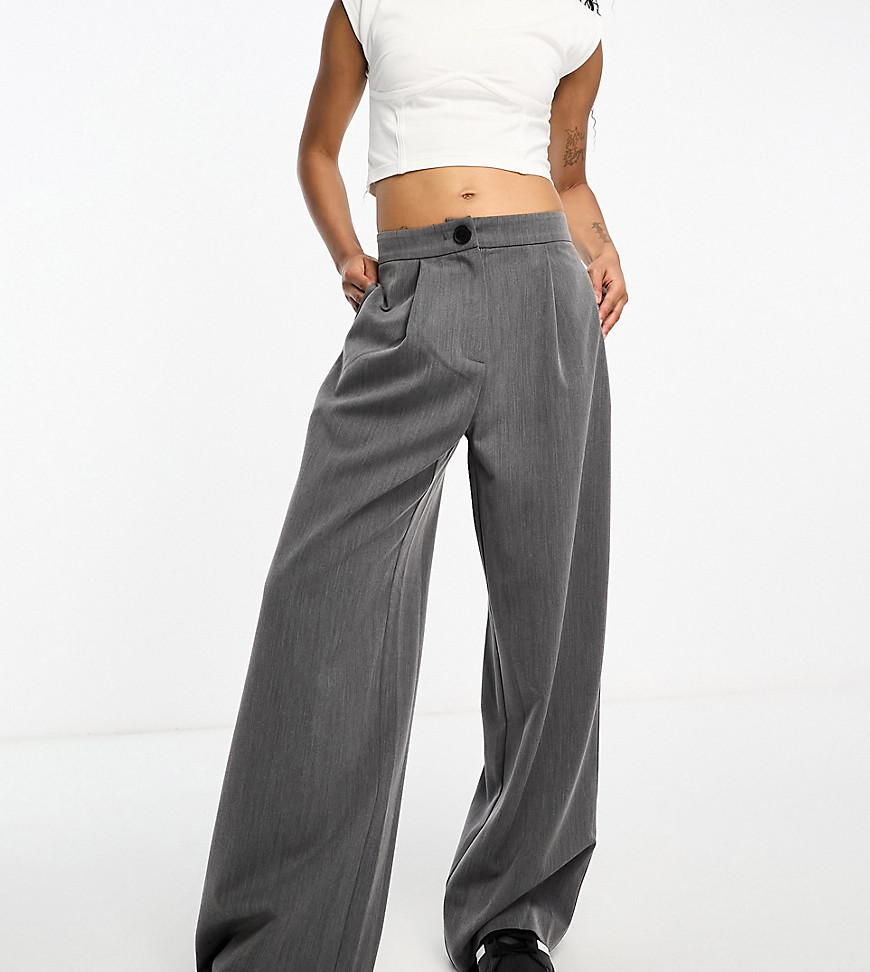 ASOS DESIGN Petite relaxed dad pants in gray