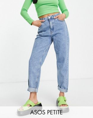 ASOS DESIGN Petite relaxed mom jeans in lightwash - LBLUE - ASOS Price Checker