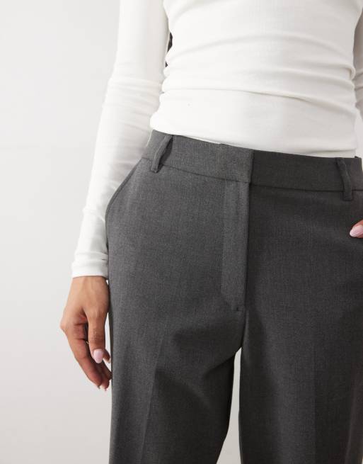ASOS DESIGN Petite relaxed rechte broek in antracietgrijs gemêleerd, 3 van 5