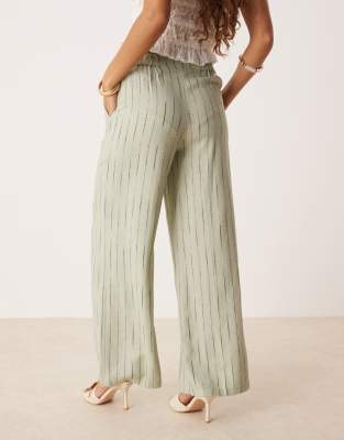 ASOS DESIGN PETITE RELAXED STRAIGHT LEG LINEN BLEND PANTS 