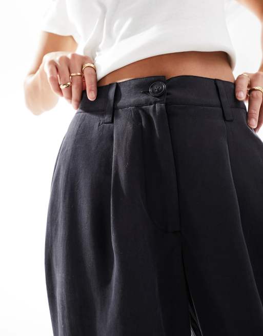 ASOS DESIGN Petite relaxed straight leg pants in washed black, 2 of 5