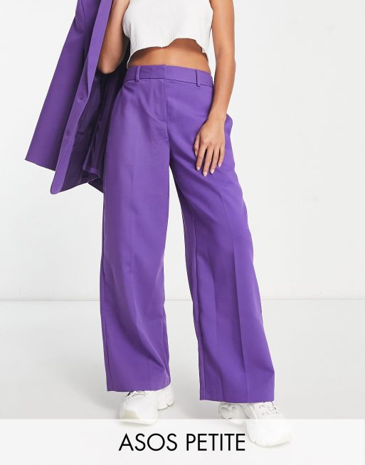 ASOS DESIGN Petite relaxed suit pants in purple | ASOS