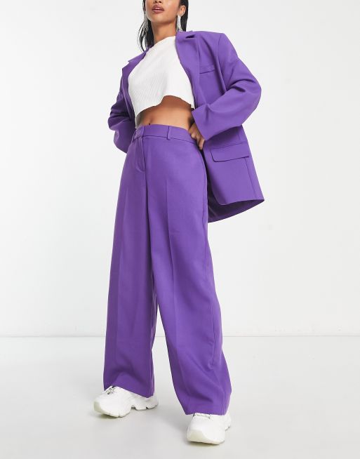 ASOS DESIGN linen wide leg suit pants in hot pink