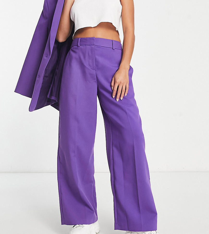 ASOS DESIGN Petite relaxed suit trousers in purple