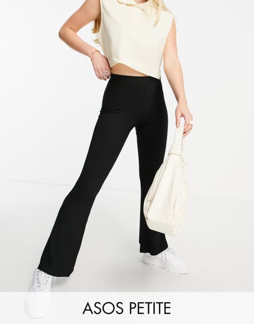 ASOS DESIGN rib flare pants in black