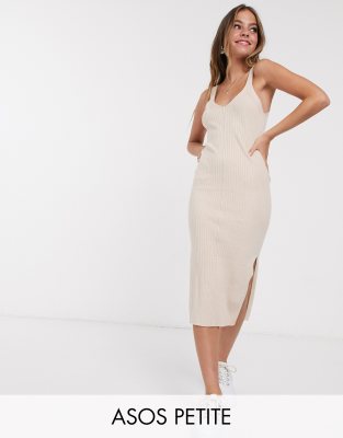 petite ribbed midi dress