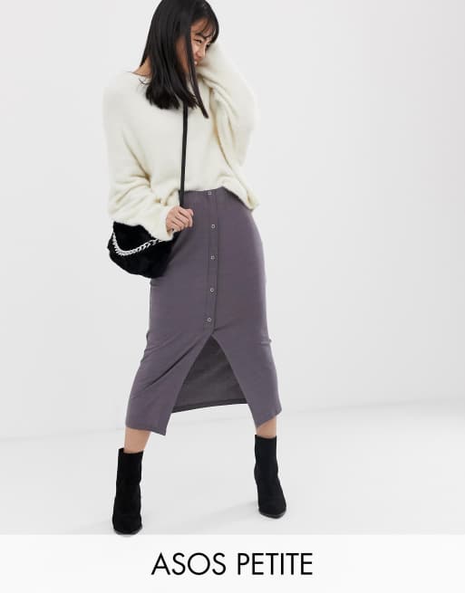 Asos design rib top popper midi skirt