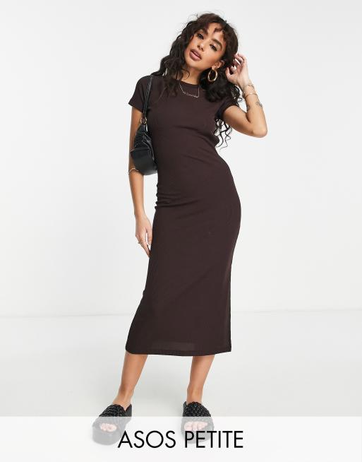 Slit Ribbed Midi T-Shirt Dress