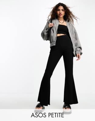 ASOS DESIGN Petite ribbed flare pants