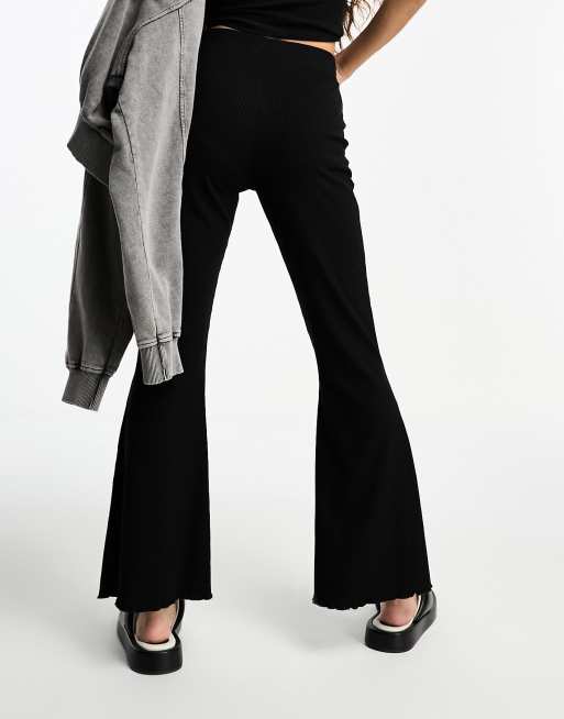 ASOS DESIGN rib flare pants in black