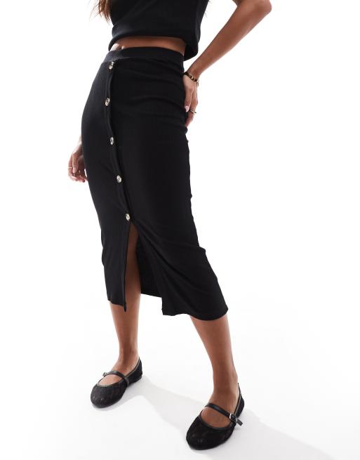 Petite midi skirt with button hotsell