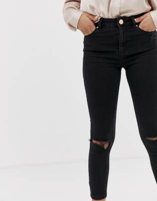 high waisted black skinny jeans petite