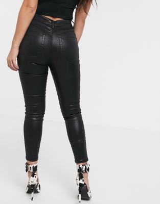 petite high waisted coated jeans