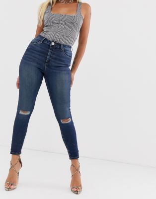 high waisted dark skinny jeans