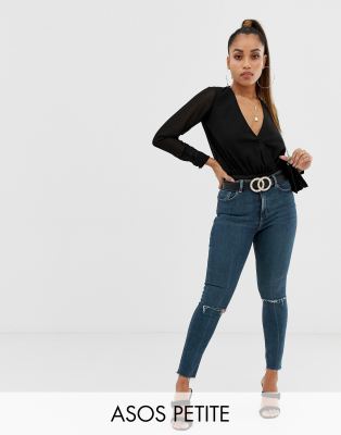 high waisted dark wash skinny jeans