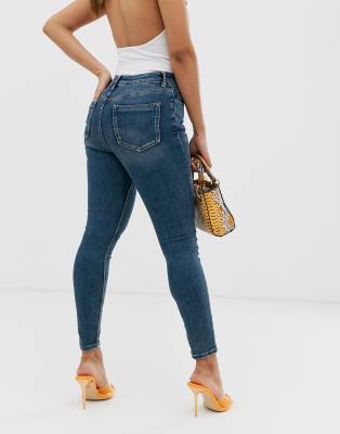 petite dark blue skinny jeans