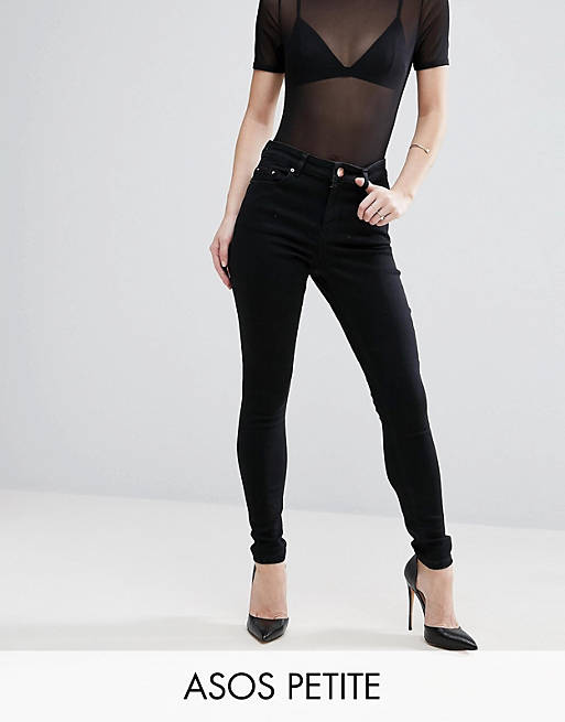 ASOS DESIGN Petite Ridley high waisted ultra skinny jeans in clean black