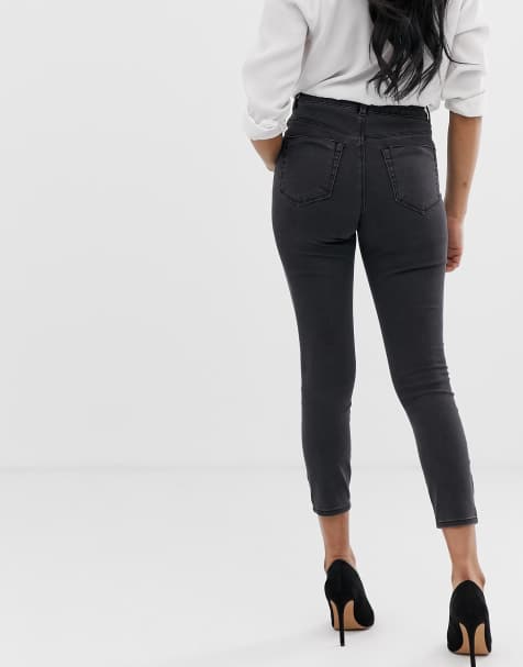Pantalon Jeans Noir Peint Blanc PLEASE - Taille Haute, Slim, L (W30), Occasion Très Bon état
