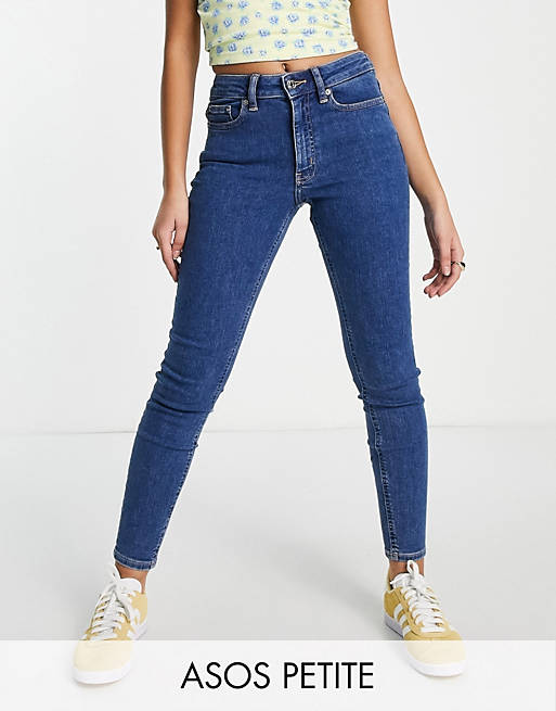 ASOS DESIGN Petite - Ridley - Skinny jeans met hoge taille en medium wassing