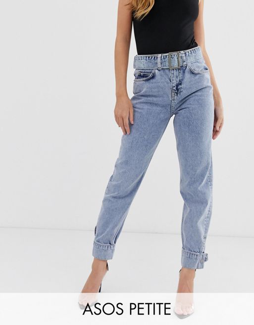 ASOS DESIGN Petite Ritson rigid high waisted mom jeans in light vintage ...