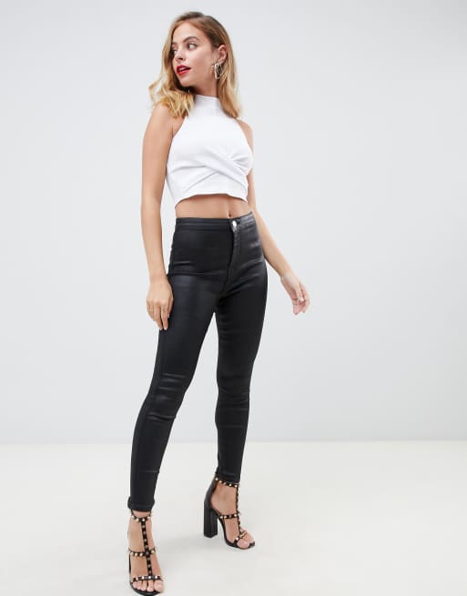 Coated High Waisted Jeggings