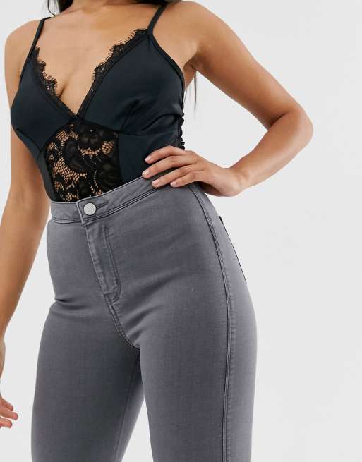 ASOS DESIGN Petite rivington high waisted jeggings in smokey grey wash