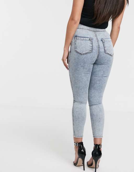 ASOS DESIGN Petite Rivington high waisted jeggings in vintage acid wash