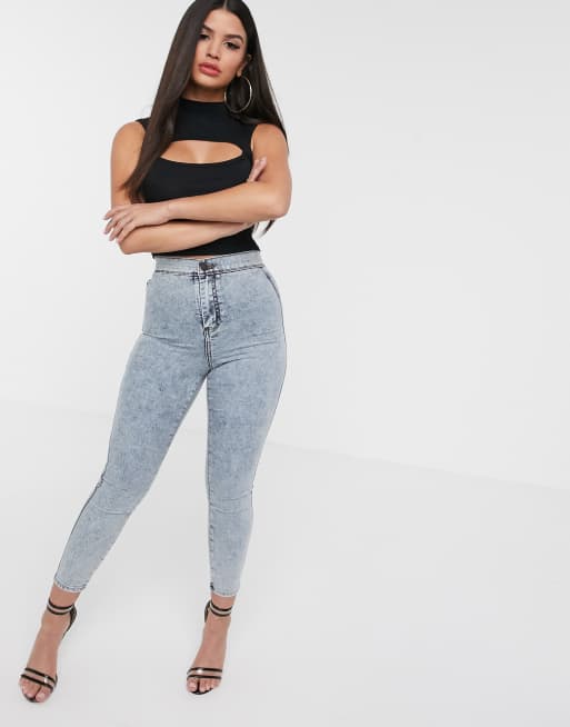 ASOS DESIGN Petite rivington high waisted jeggings in smokey grey wash