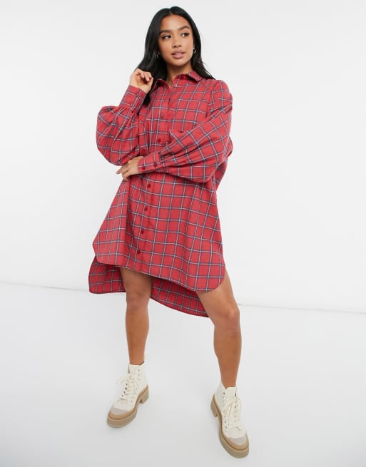 Robe chemise carreaux discount rouge