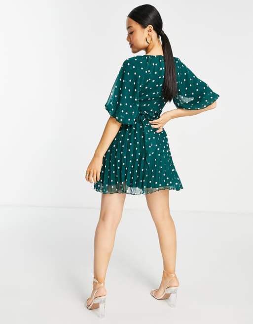 Robe verte best sale pois blancs