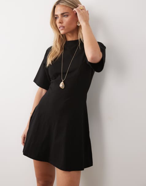 ASOS DESIGN Petite - Robe courte cintrée à surpiqûres - Noir - view 1