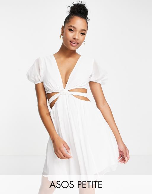 ASOS DESIGN Petite Robe courte nou e la taille volants tag s Blanc