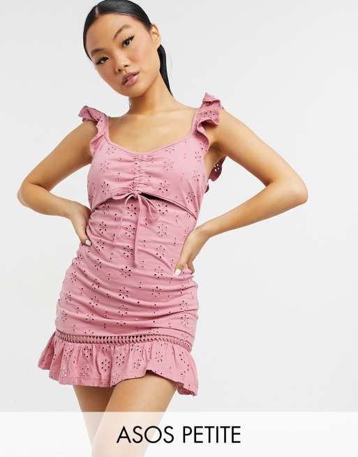 ASOS DESIGN Petite Robe d t courte en broderie anglaise avec