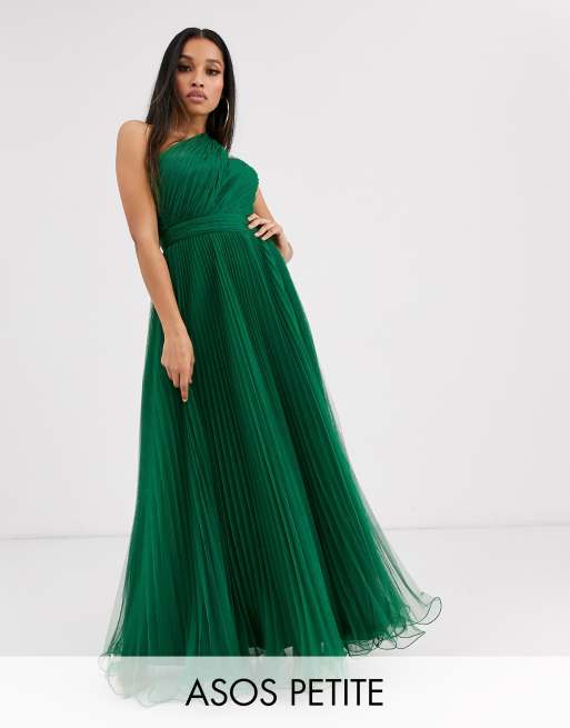 ASOS DESIGN Petite Robe longue asym trique en tulle Vert for t