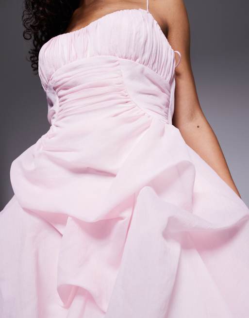 ASOS DESIGN Petite - Robe longue en organdi avec jupe structurée et ourlet asymétrique - Rose , 4 de 4