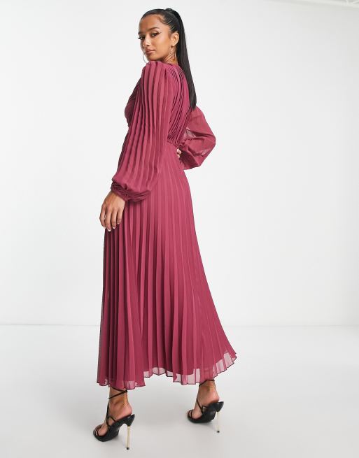 ASOS DESIGN Petite - Robe mi-longue à décolleté plongeant et corsage plissé - Baie, 2 de 4