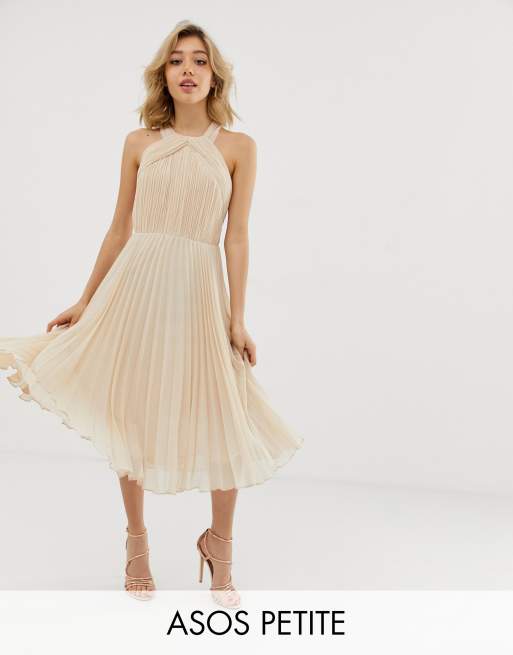 ASOS DESIGN Petite Robe mi longue dos nu corsage pliss