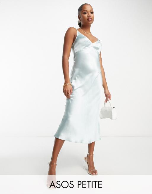 ASOS DESIGN Petite Robe nuisette mi longue en satin martel avec bonnets montants uf de canard