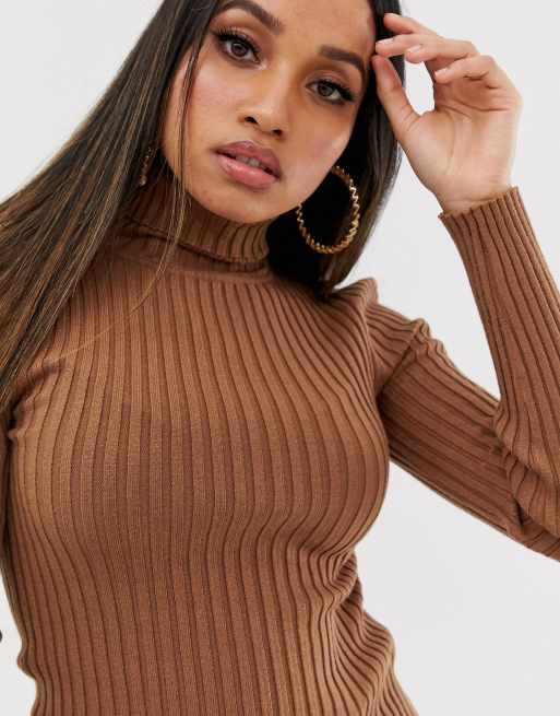 ASOS DESIGN Petite roll neck crop jumper in rib, ASOS