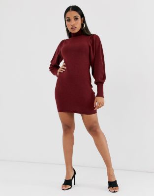 roll neck mini dress