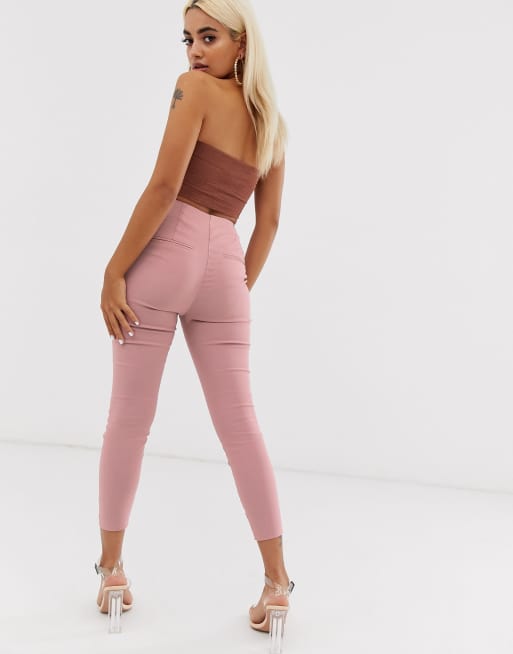 ASOS DESIGN Petite – Rosa byxor med smal passform och hög midja, 2 av 4