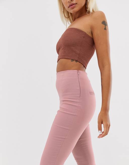 ASOS DESIGN Petite – Rosa byxor med smal passform och hög midja, 3 av 4