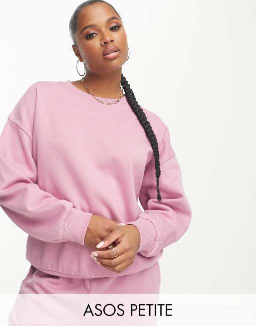 ASOS DESIGN Petite – Rosa sweatshirt i oversize