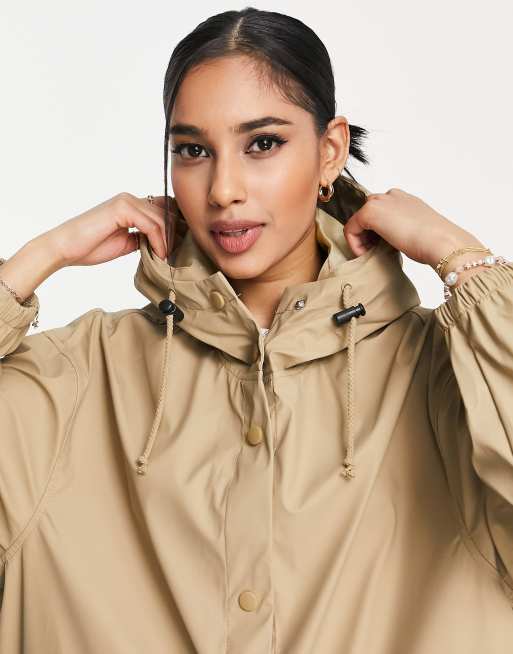 ASOS DESIGN Petite - Rubberachtige regenparka in kiezelkleur, 4 van 4