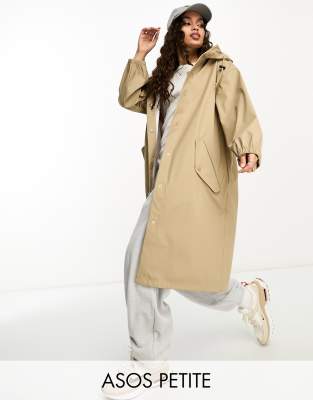 Asos Petite Asos Rain Mac Hooded Trench Petite Mac Trench Coat