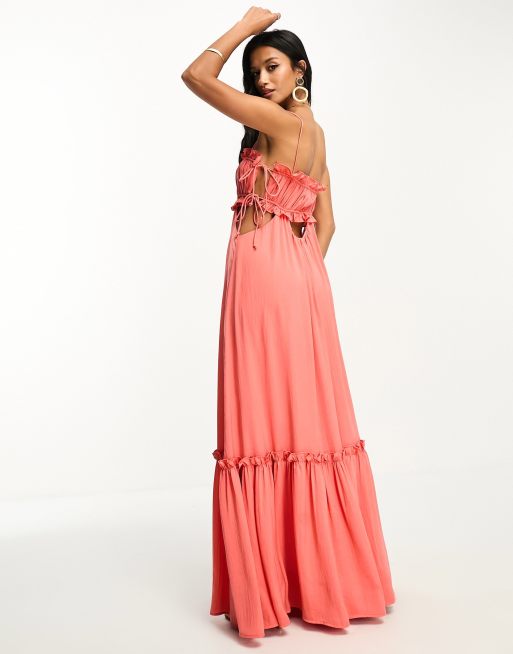 Asos coral bridesmaid on sale dress