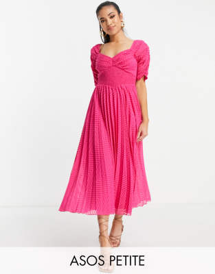 Asos pink pleated store midi dress