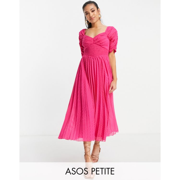 Asos design shirred 2025 pleated midi dress