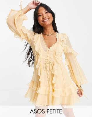 v neck ruffle mini dress