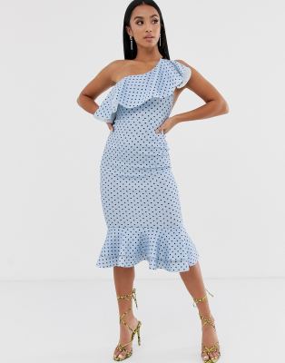 asos navy polka dot dress